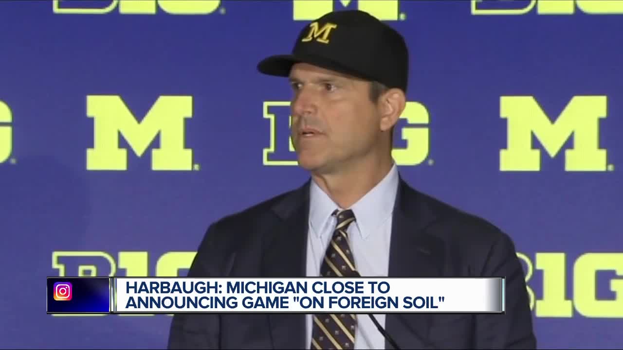 Harbaugh talks international travel, comments on Meyer