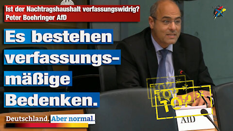 Ist der Nachtragshaushalt verfassungswidrig? Peter Boehringer AfD