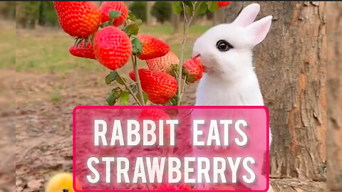 Rabbit eating strawberries - bliss clips