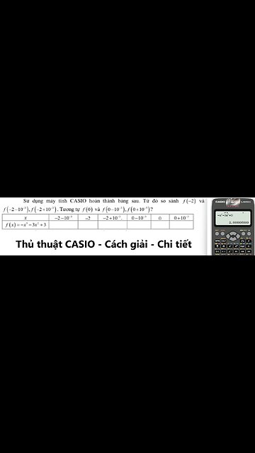 Toán 12: Sử dụng máy tính CASIO hoàn thành bảng sau. Từ đó so sánh f(-2) và f(-2-10^(-3)), f(-2+10^