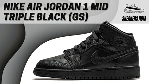 Nike Air Jordan 1 Mid Triple Black (GS) - 554725-091 - @SneakersADM