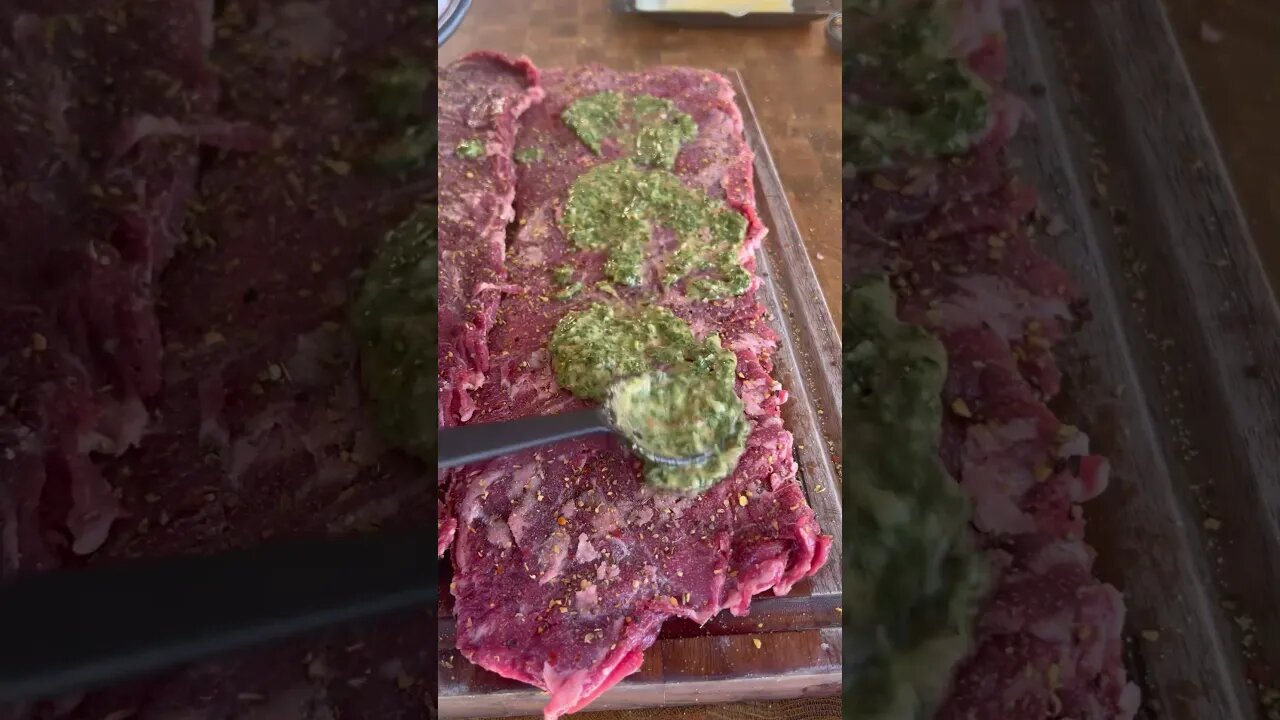 Chimichurri and cheese stuffed skirt steak