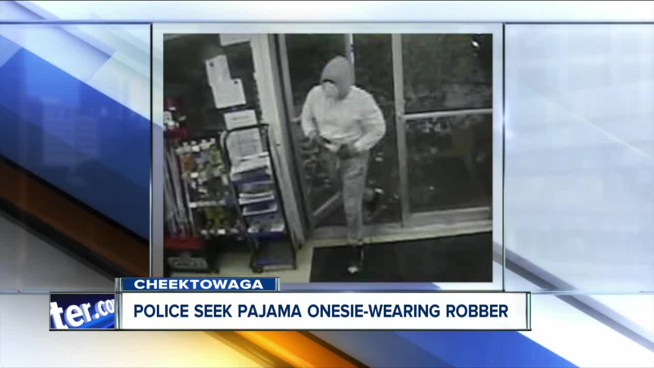 Can you recognize this pajama onesie-wearing robber in Cheektowaga?