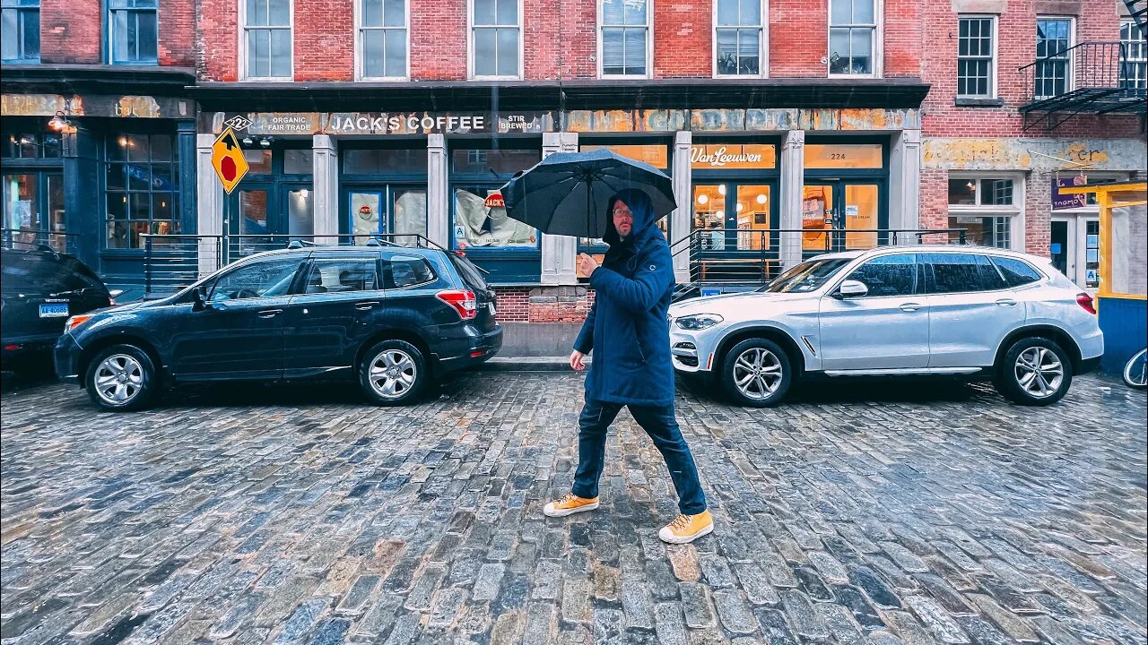 Exploring New York City’s South Street Seaport in Heavy Rain