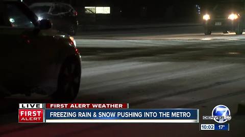 Freezing rain and snow pushing into the metro