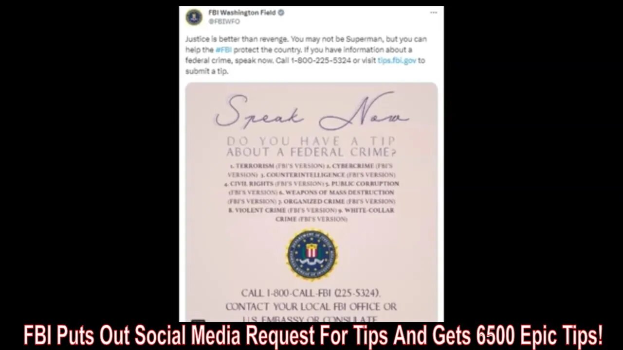 FBI Puts Out Social Media Request For Tips And Gets 6500 Epic Tips!