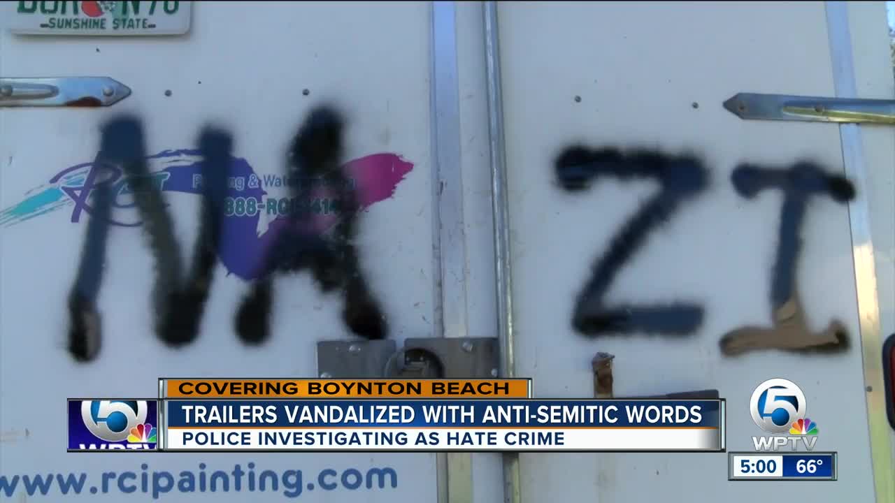 Palm Beach County detectives investigating vandalism to trailers as a hate crime