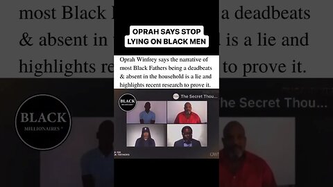 #black #blm #fathers Oprah said black father's being deadbeat is a lie.