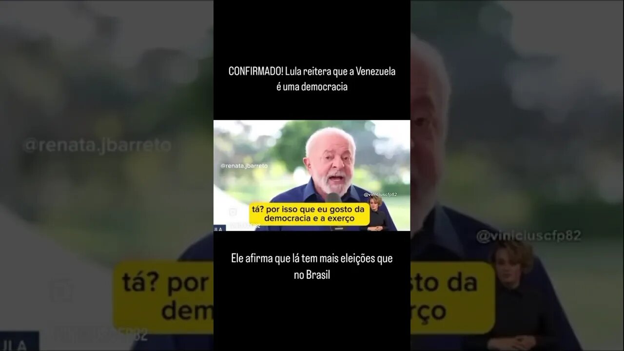 CONFIRMADO! Lula reitera que a Venezuela é uma democracia e que lá tem mais eleições que no Brasil