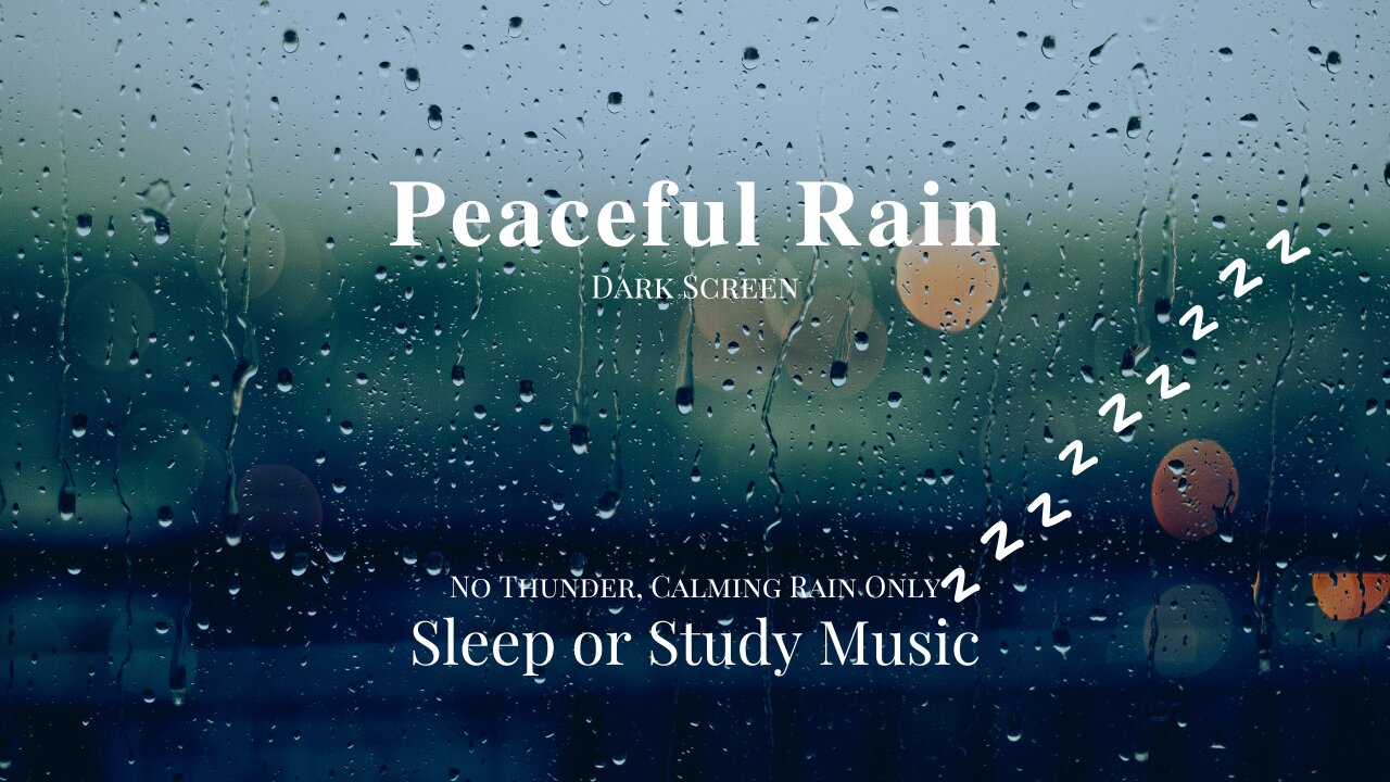 Peaceful Rain | No Thunder | Dark Screen | Study Sleep Focus | 3 Hours