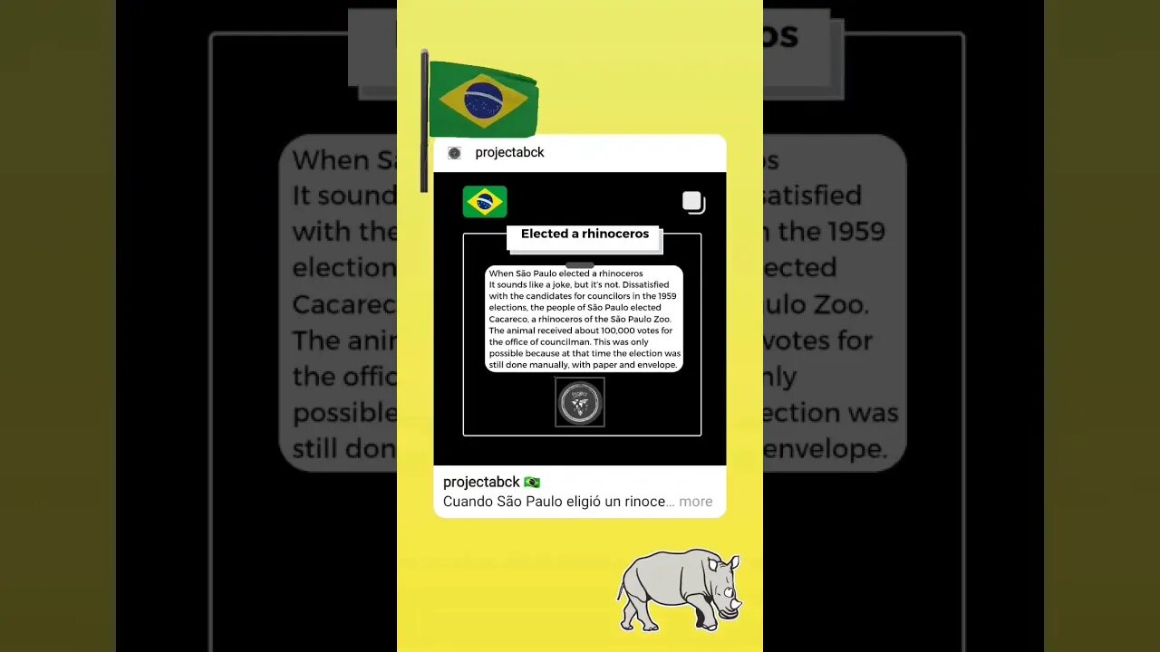 🇧🇷 São Paulo-Elected a rhino/Elegiu um rinoceronte