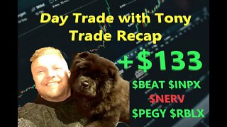 Day Trade With Tony Trade Recap +$133 $BEAT, $INPX, $NERV, $PEGY & $RBLX