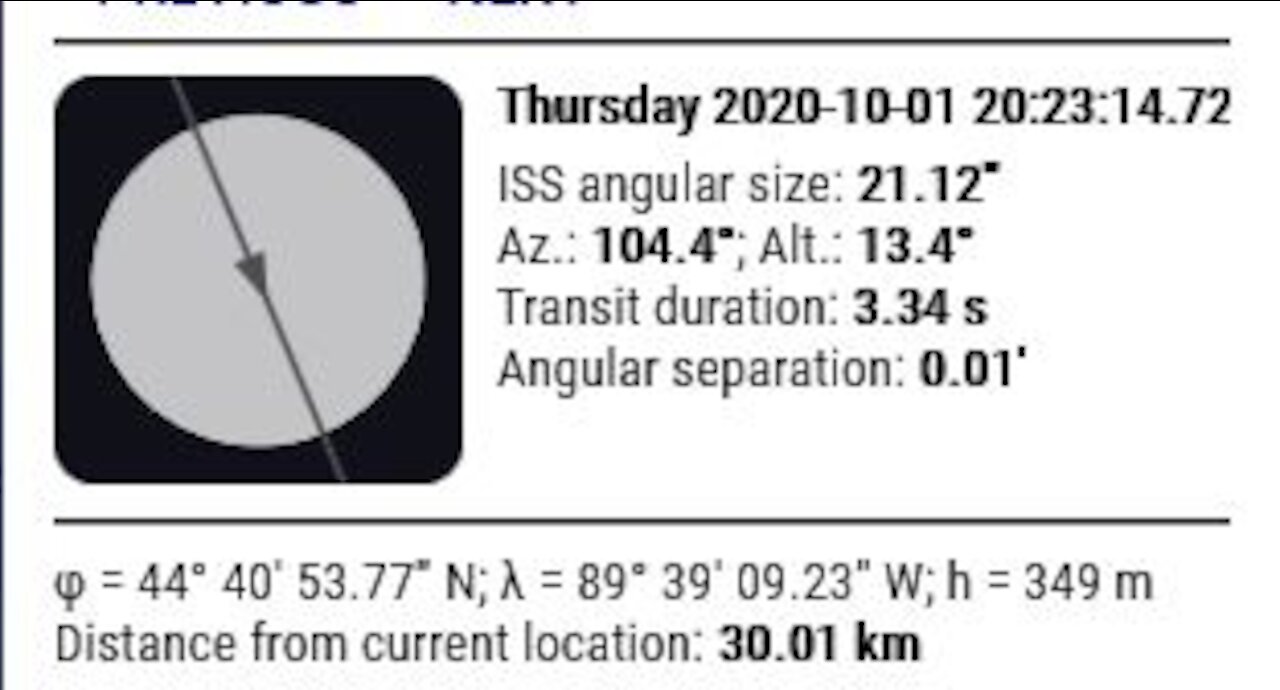 ISS lunar transit 10-01-20