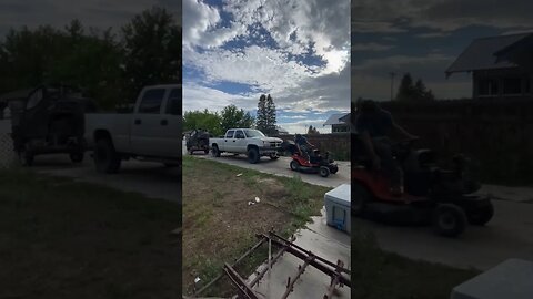 I put a turbo on my lawnmower let’s see how she pulls the duramax with the SxS behind it.