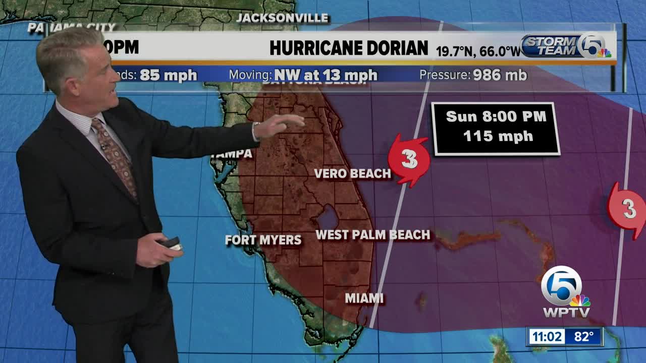 Hurricane Dorian packing 85 mph winds, expected to become a dangerous storm