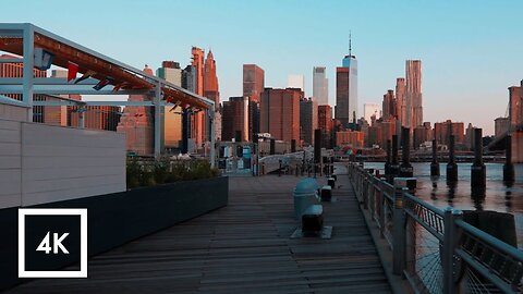 Morning Sunrise Walk In Brooklyn Heights, Brooklyn Bridge Park, Manhattan View