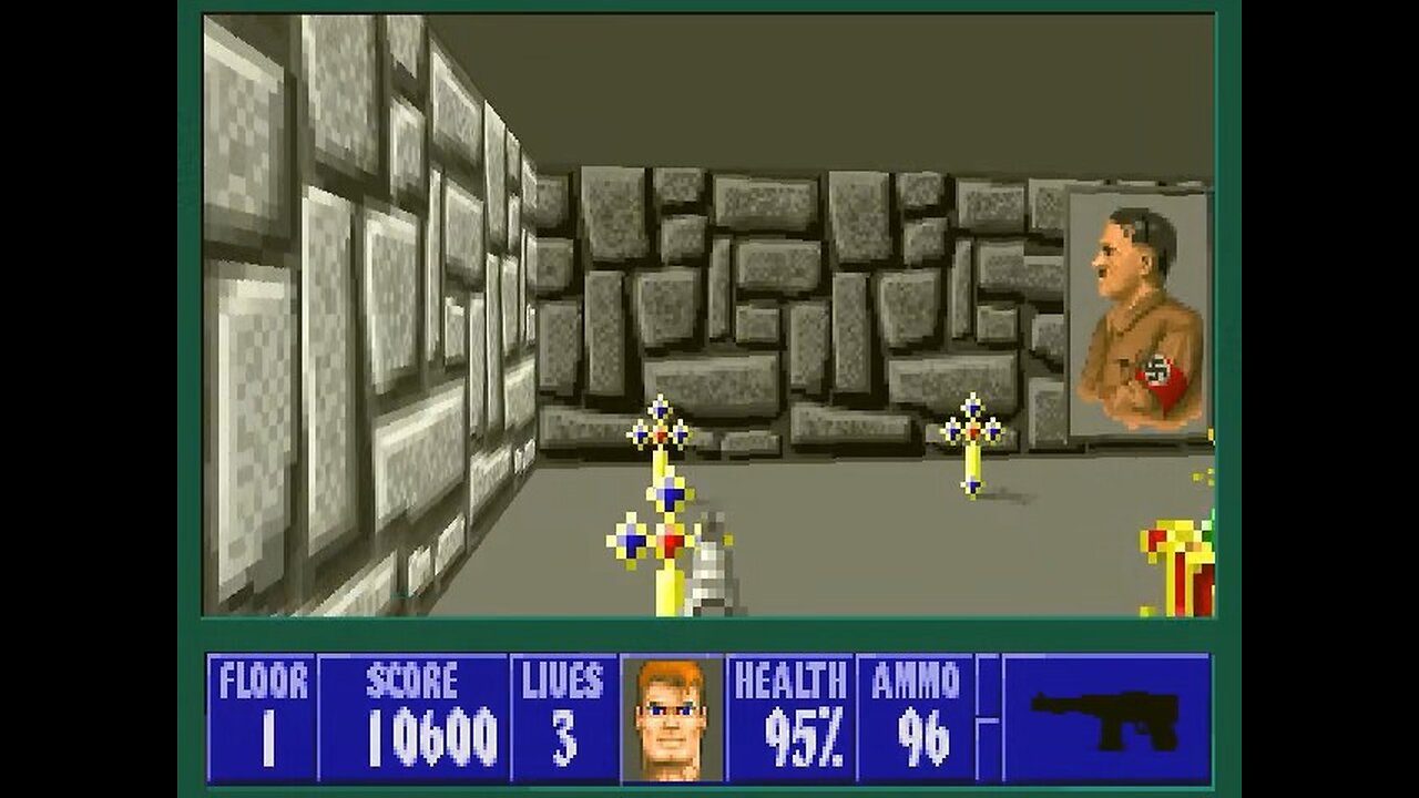 Wolfenstein 3D, DOS, 1992 - 100% Complete, Episode 1 Floor 1