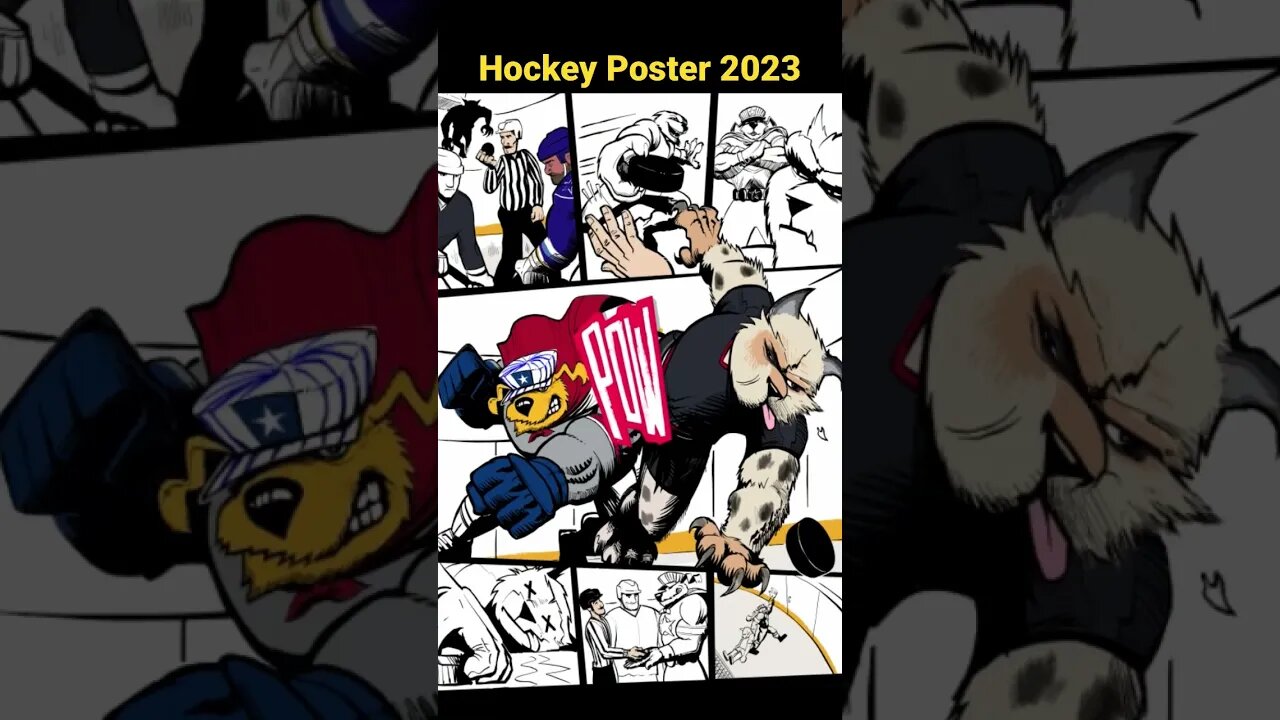 New poster for Roanoke #hockey #superhero night. #comicart #dogvscat #bobcat #mascot #illustration