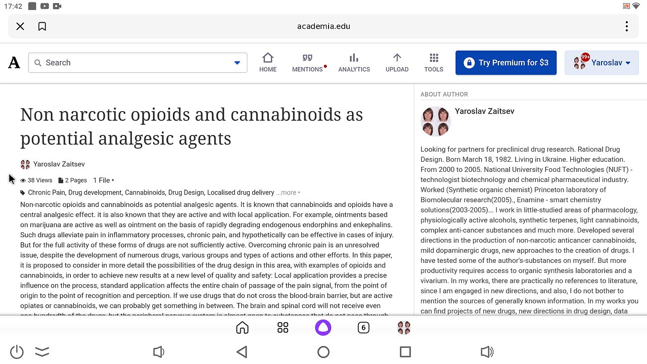 Non narcotic opioids and cannabinoids as potential analgesic agents