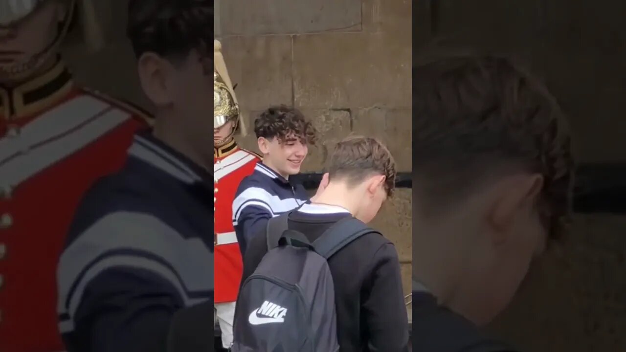 Making the kings guard laugh #horseguardsparade