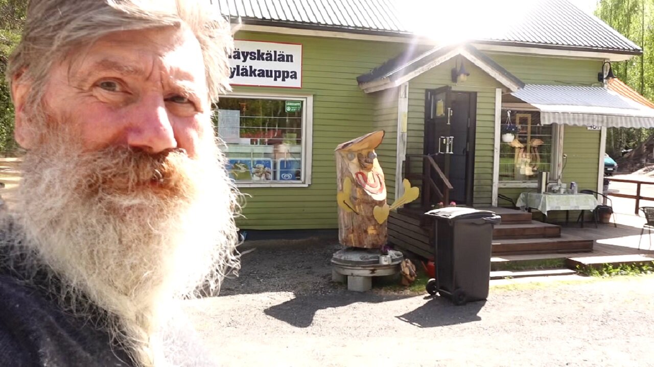 Shopping day, remote but oldest shop in Finland, impressive shelter with pristine clear lake water