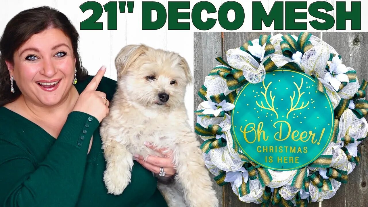 How to Make a POOF Deco Mesh CHRISTMAS Wreath Tutorial DIY