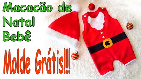 Como Fazer Macacão de Natal para bebê (molde grátis)