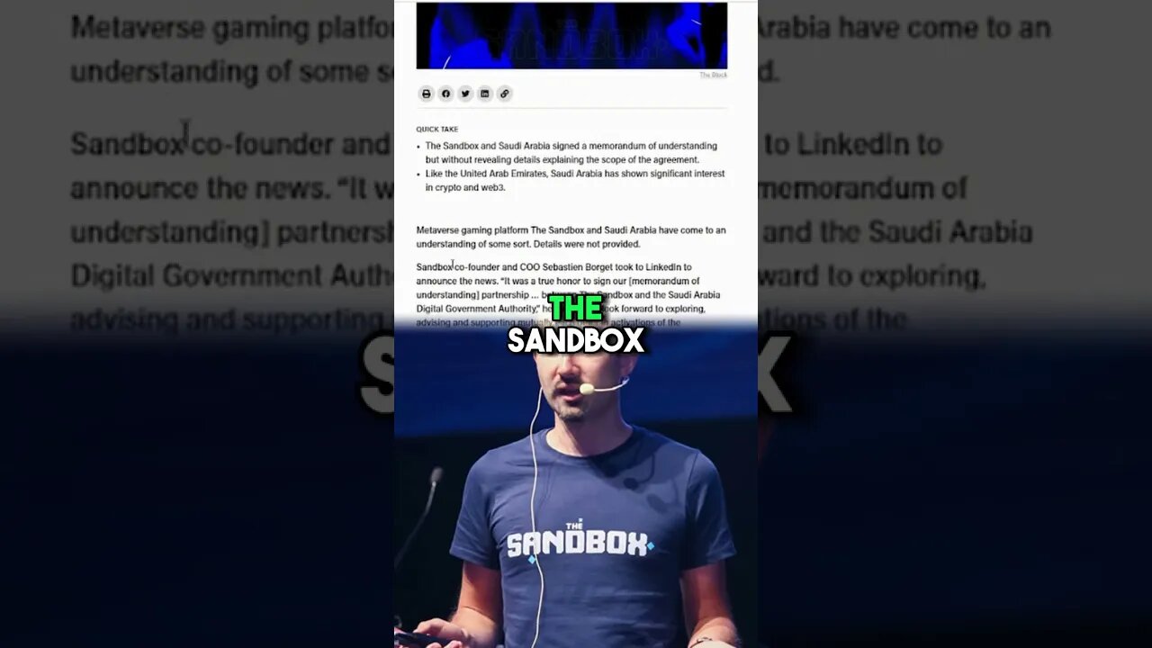 The Sandbox (SAND) News! Sandbox & Saudi Arabia Deal! #shorts