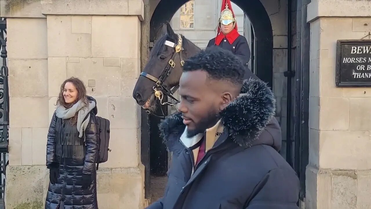 Look of fear on her face on thee faces #horseguardsparade