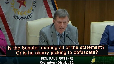 Senator Paul Rose cherry picking one sentence out of a paragraph to make an invalid point.