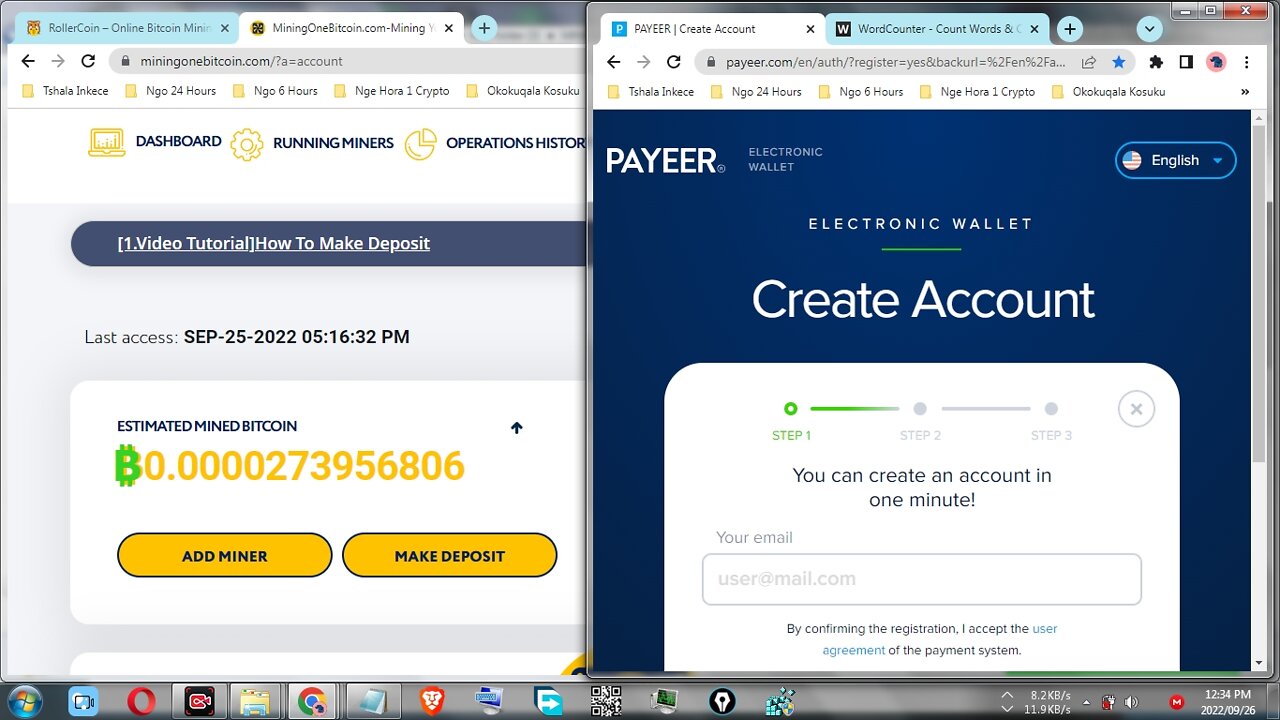 How To Make Money For Free By Mining Bitcoin At MiningOneBitcoin And Withdraw At Payeer