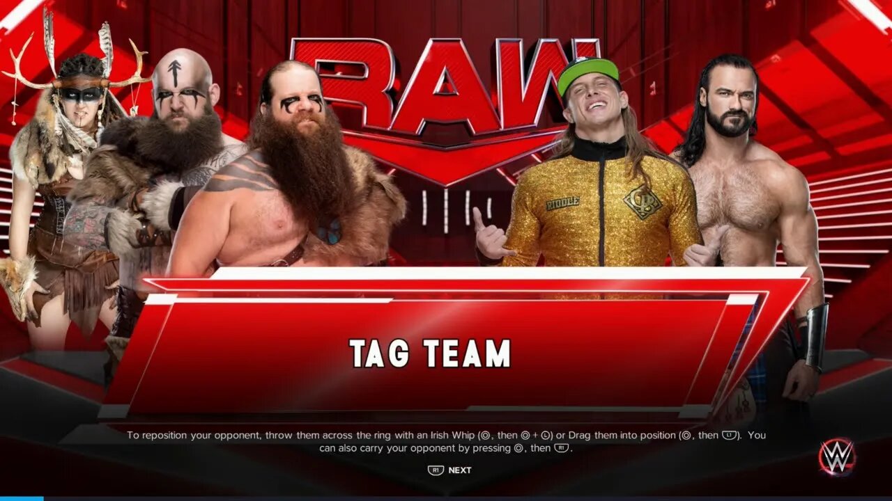 WWE Monday Night Raw The Viking Raiders w/ Valhalla vs Drew McIntyre & Matt Riddle