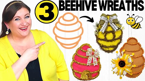 3 Dollar Tree BEEHIVE Wreath Tutorials | How to make a Beehive Wreath