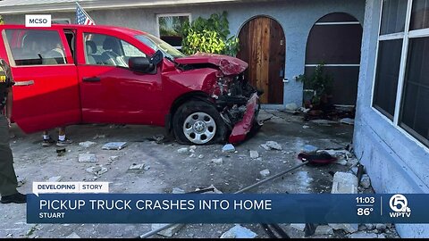 Homeowner, dog escape injury after truck smashes into Martin County home