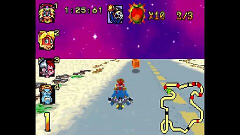 Crash Nitro Kart (GBA) - Velo Track: Velo's Challenge Gameplay (Hyper Spaceway)