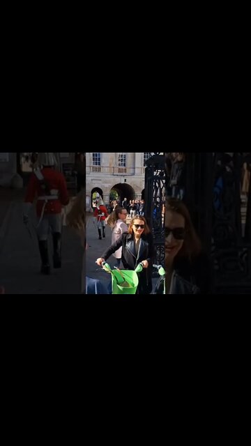 The kings guard shouts make way at tourist on a bike #horseguardsparade