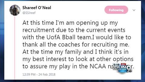 Shareef O'Neal, Shaq's son, decommits from Arizona