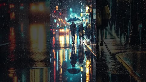 rainy street 7 #neon #rain #street #dark #colorful #blue #yellow #shorts #night #car #taxi