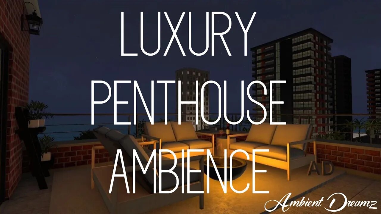 Luxury Downtown Penthouse Ambience | City Sounds, Fire Crackling