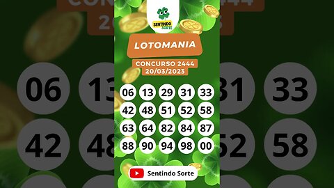 🍀 Resultado LOTOMANIA 2444 | Sentindo Sorte #shorts