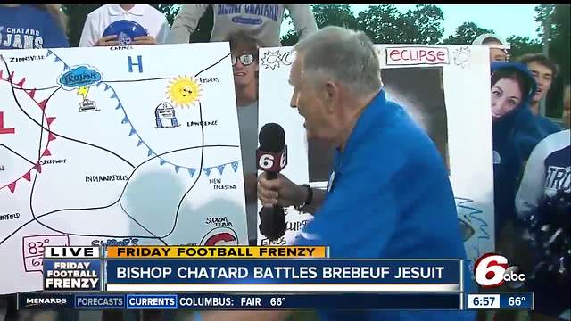Friday Football Frenzy: Former RTV6 weatherman Bob McLain at Bishop Chatard pep rally