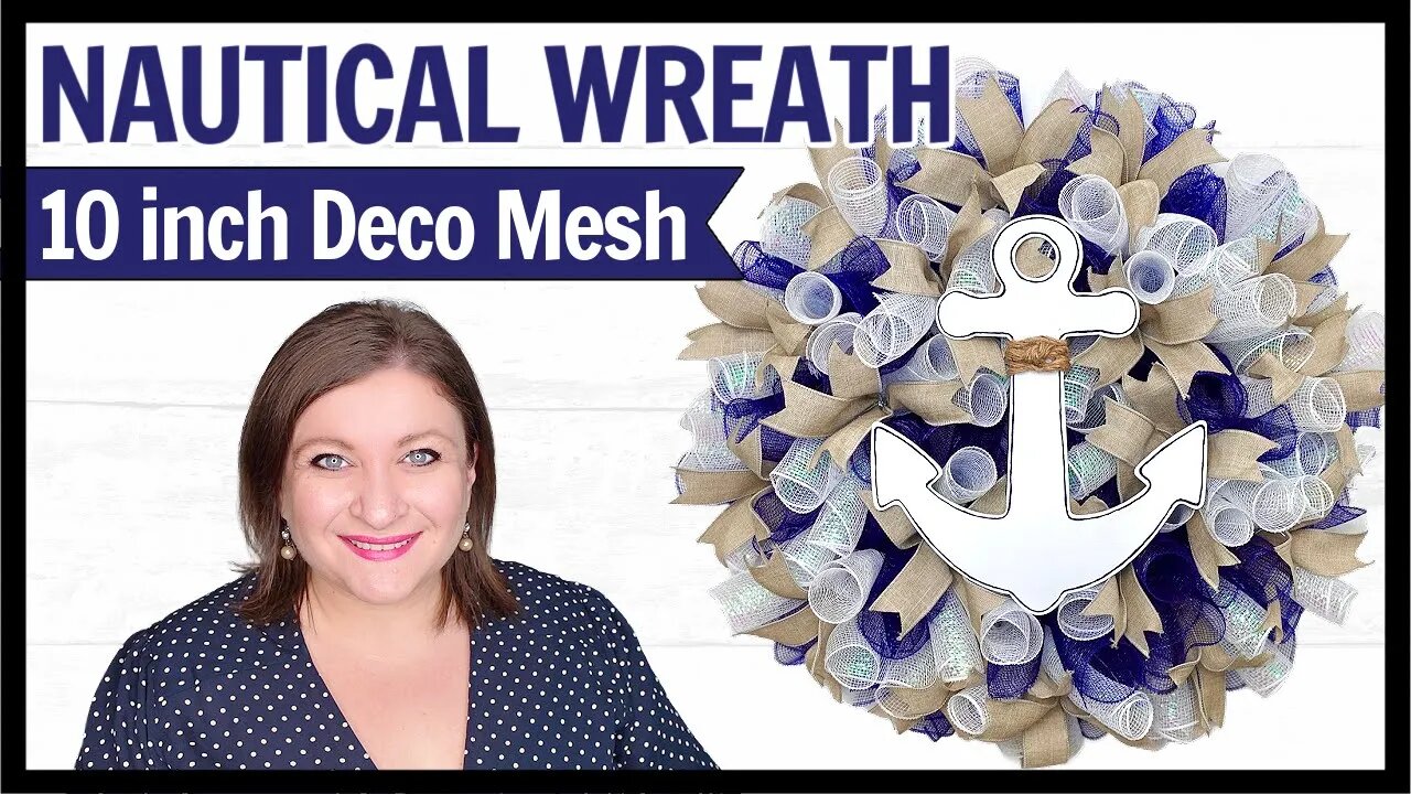 How to make a NAUTICAL ANCHOR Deco Mesh Wreath DIY Tutorial Summer Tropical Wreath 10 inch deco mesh