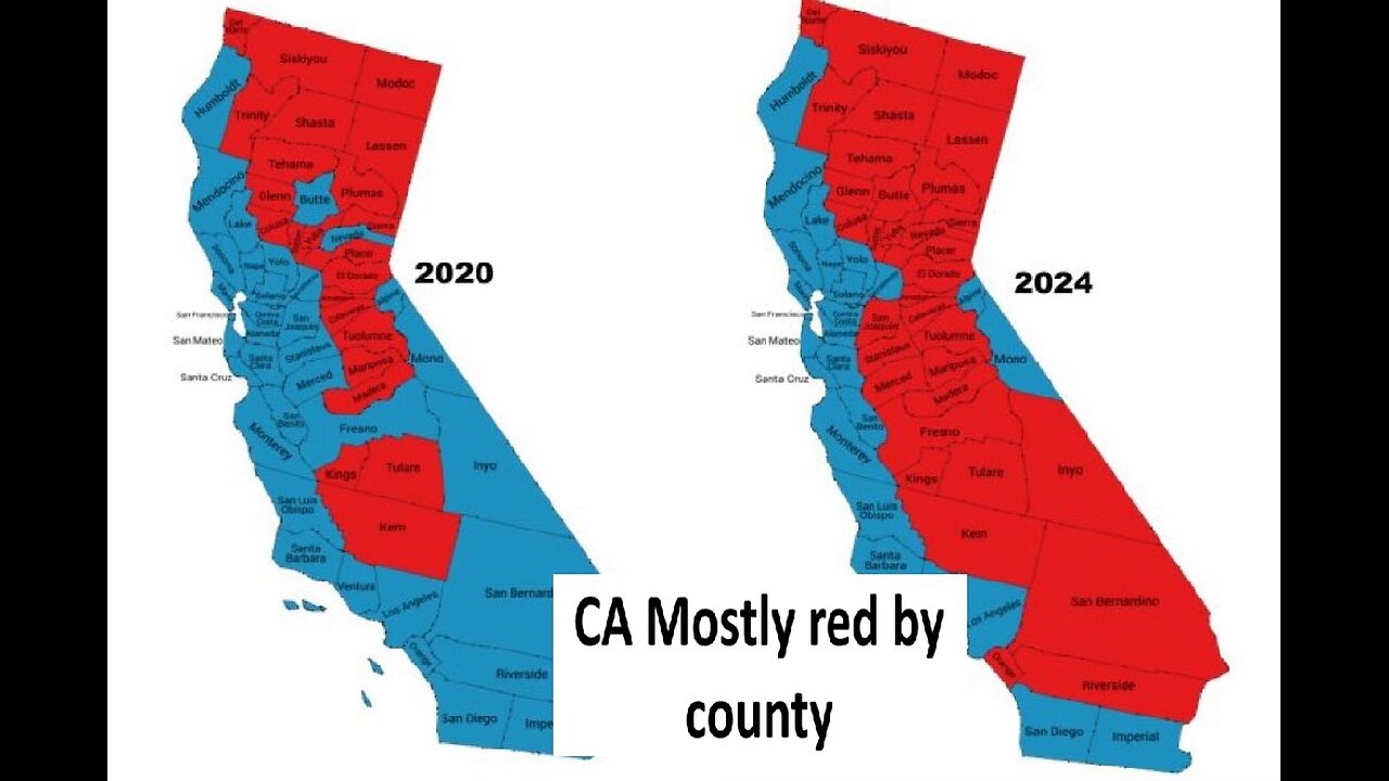 CA now mostly red, big swing from 2020n