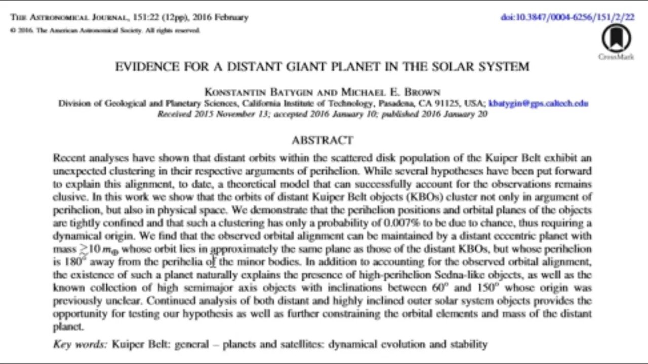 Breaking - 99.993% Chance of Giant Planet in the Solar System - Caltech - New Documents