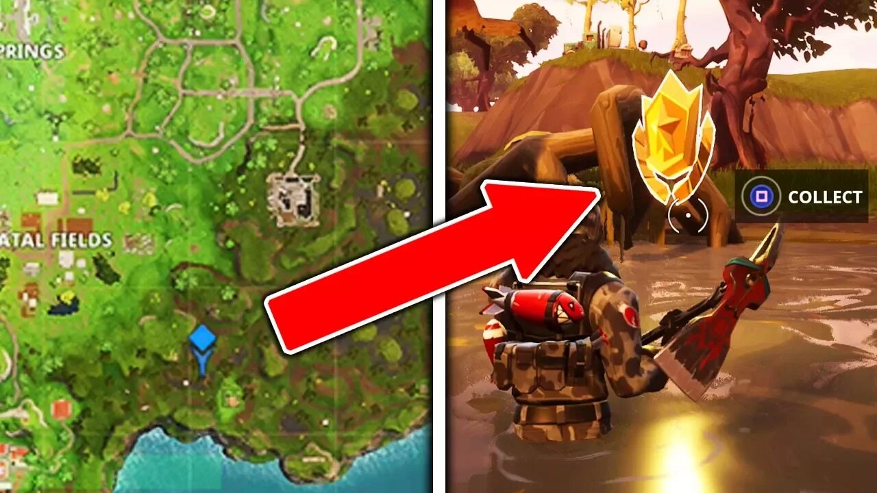 Fortnite "Search between a Vehicle Tower, Rock Sculpture, and a Circle of Hedges" Challenges Week 4