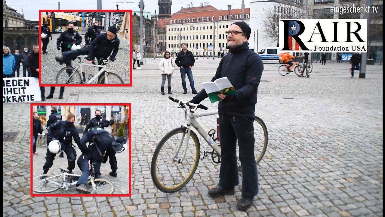 COVID Tyranny: Police Tackle and Arrest Man Reading German Constitution in Public