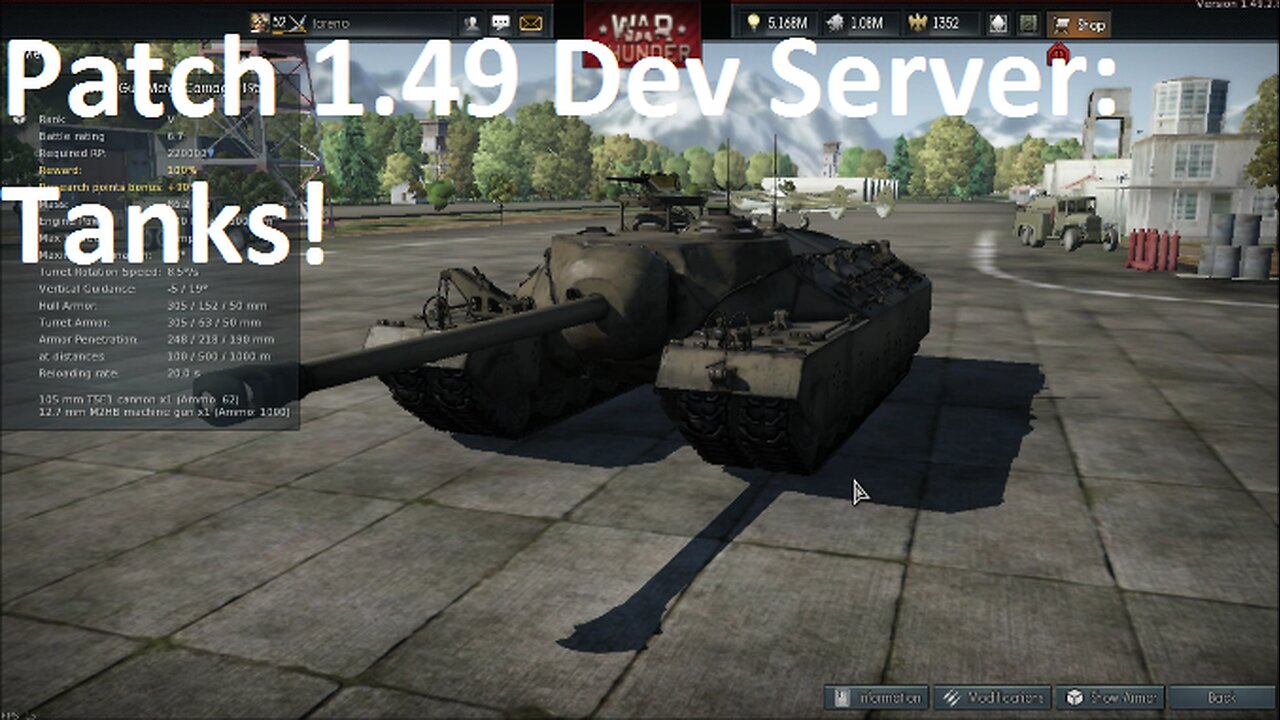 War Thunder Patch 1.49.1,70.1945 Dev server - Tanks!