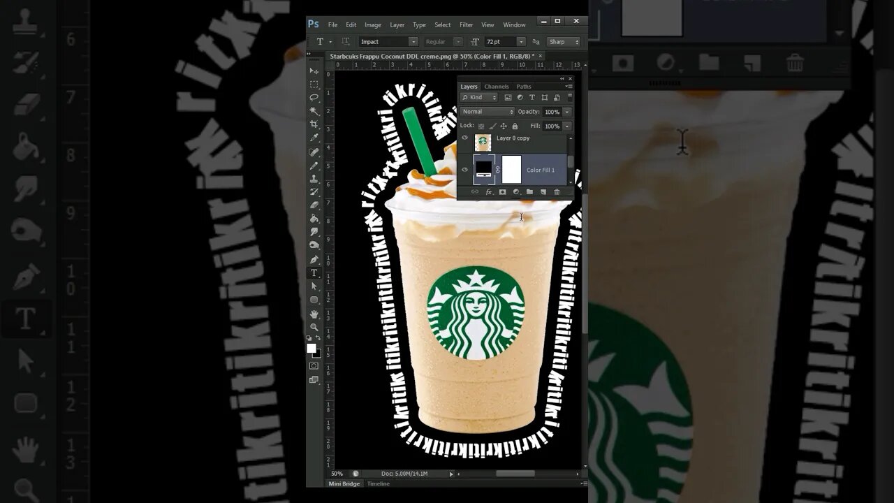 Wrap Text Around A Circle with Photoshop | Round Text | #shorts #ipl #starbucks #ice ritikkherala