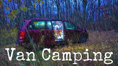 Car Camping in a Heavy Rain Storm (Deep In the woods)