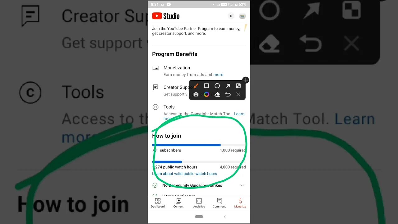 Monetization tab is now available on YouTube studio in mobiles #youtubeshorts #youtubeupdate